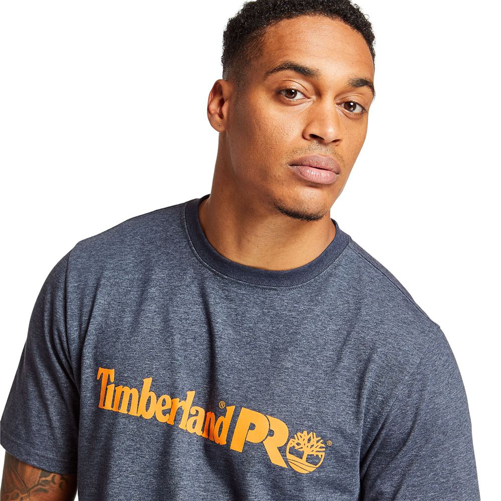 Timberland Mens T-Shirts PRO® Short Sleeve Base Plate Wicking Logo - Navy - India HF4173956